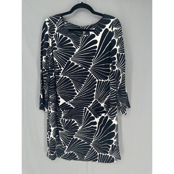 J Crew Dress Womens 4 Black Mini Shift Long Sleeve Abstract Flowy Boho Office - Picture 5 of 8